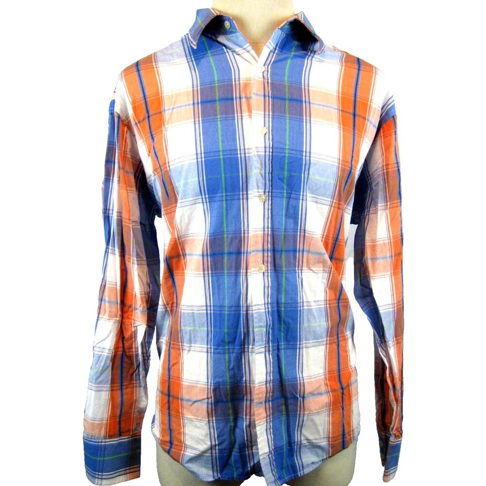 Mens South Pole Blue  Plaid LS 100% Cotton Casual Shirt sz XL